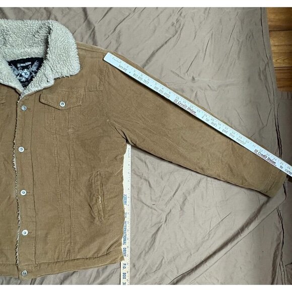 Machine Men's XL Corduroy Sherpa-Lined Trucker Jacket Coat Button Flap Pockets - Picture 4 of 12